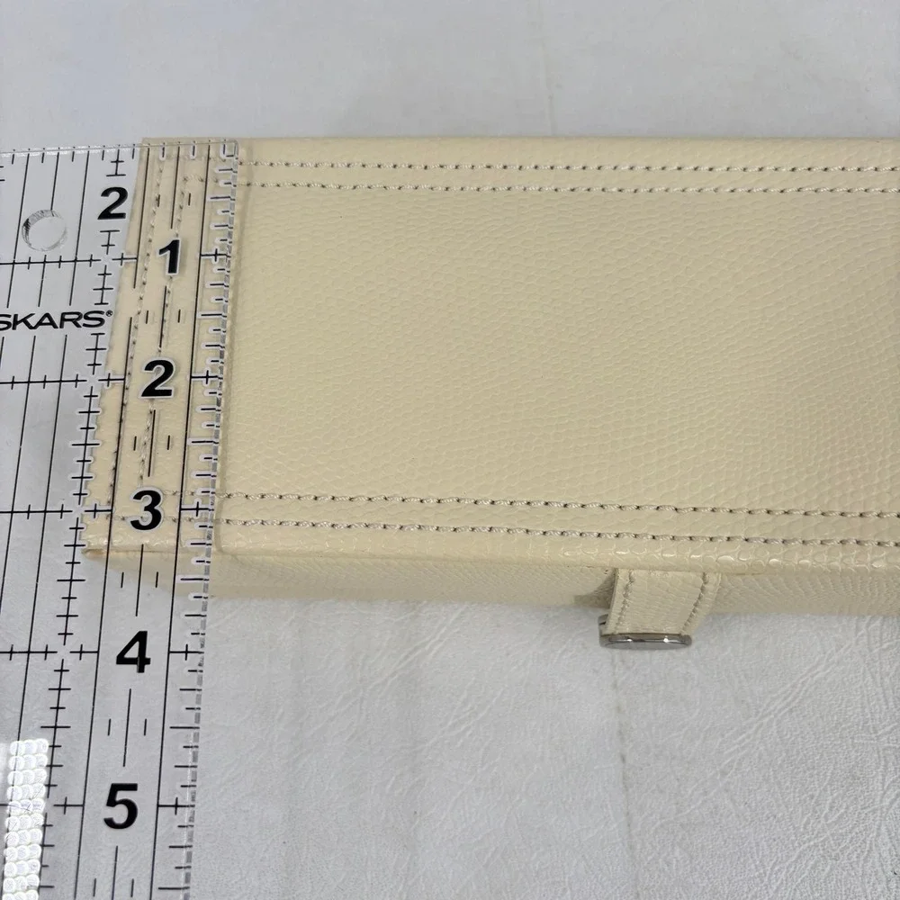 Jewelry Case Travel Box Removeable Zip Pouches Hinged Hard Side Cream